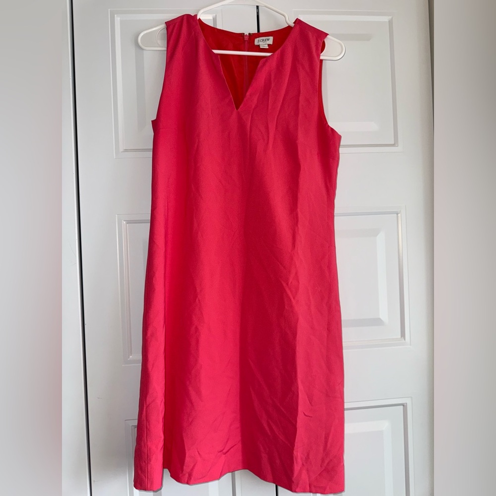 J. Crew Classic Suiting Shift Crepe Dress Dress in Guava size 4